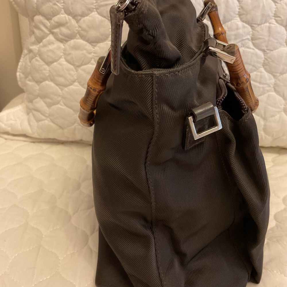 GUCCI Brown/Black Canvas Bamboo Double Handle - Picture 5 of 14